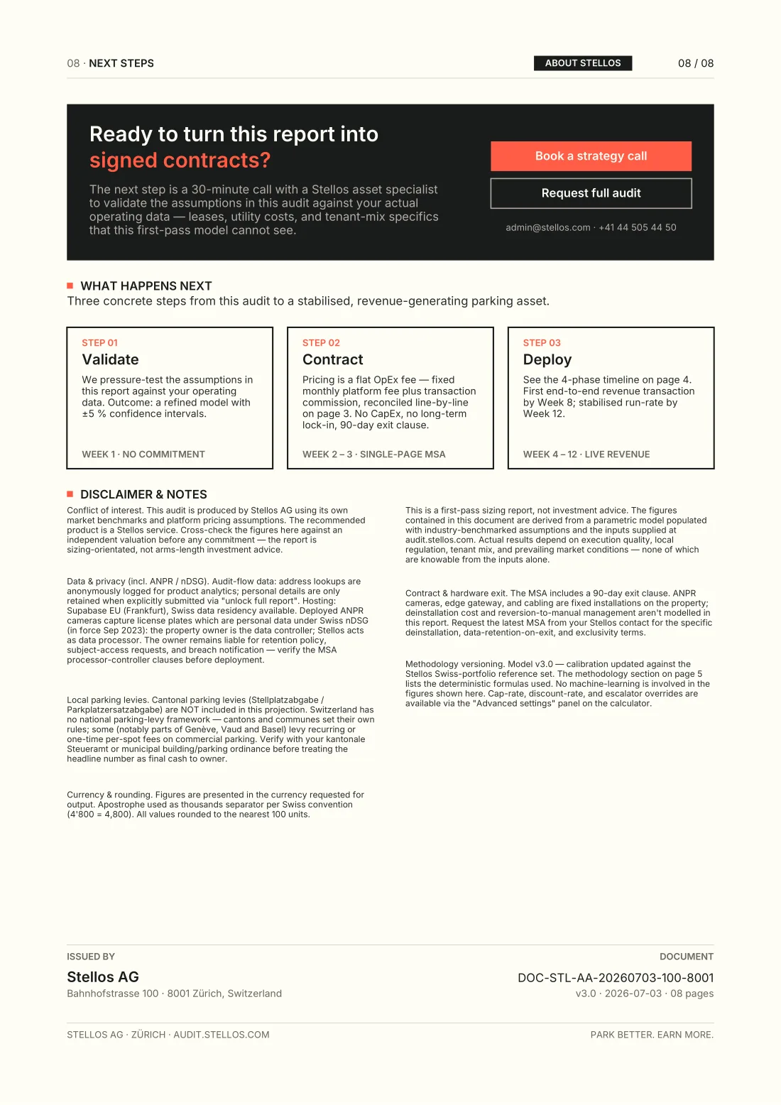 Page 8: next steps and contact